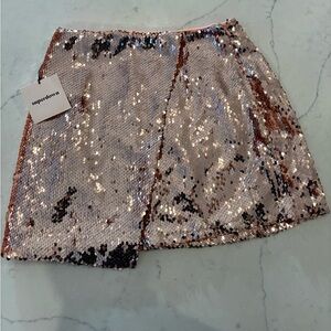 Superdown Sparkling Sequin Mini Skirt, Rose Gold, Size XS, NWT, Y2K 90’s